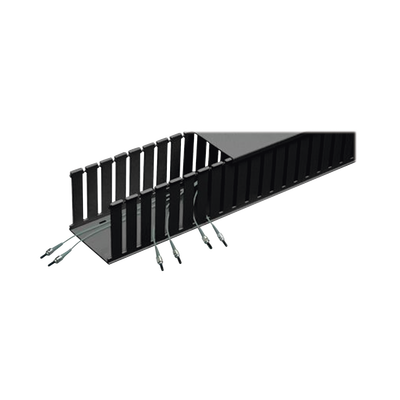 Canaleta Ranurada de PVC sin Tapa, Fiber-Duct™, 4 in de Ancho, 4 in de Alto y 1828.8 mm de Largo, Color Negro