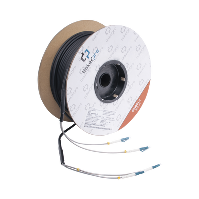 Carrete de Fibra Óptica Monomodo con Conectores LC-LC Duplex, Reforzada con Kevlar, de 100 metros, Para instalaciones subterráneas por tubería