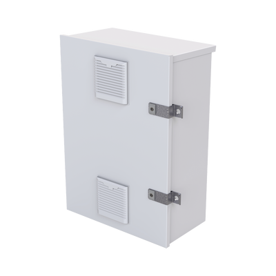 Gabinete para instalación de 2 Baterías PL110D12, Fabricado en Lámina Galvanizada, Accesorios para piso o poste (No incluidos)
