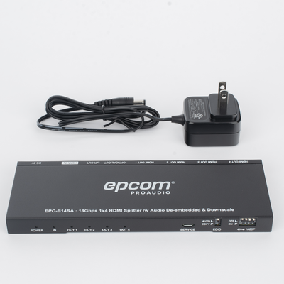 Splitter HDMI 1x4 | 1 Entrada a 4 salidas (Simultaneas) | 4K@60Hz | Extractor de Audio | Down Scaler | HDR  4:4:4 | EDID | 18Gbps