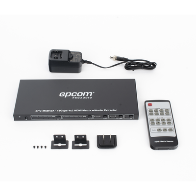 Matricial HDMI | 4x2 | 4K2K@60Hz | HDR | YCbCr 4:4:4 | EDID Auto | Extractor de Audio | Salida de audio análoga y digitalizados | HDCP 2.2 | 18 Gbps