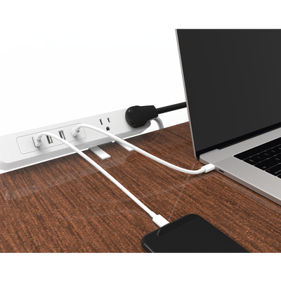Multicontacto con Montaje para Escritorio / Carga Rápida para 65 W / 2 x Nema 5-15P / 3 x USB-A (5V @3A) / 1 x USB-C (65W)