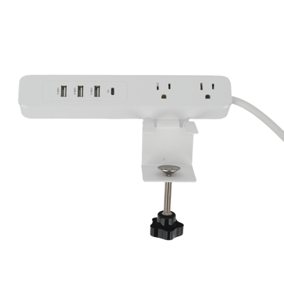 Multicontacto con Montaje para Escritorio / Carga Rápida para 65 W / 2 x Nema 5-15P / 3 x USB-A (5V @3A) / 1 x USB-C (65W)