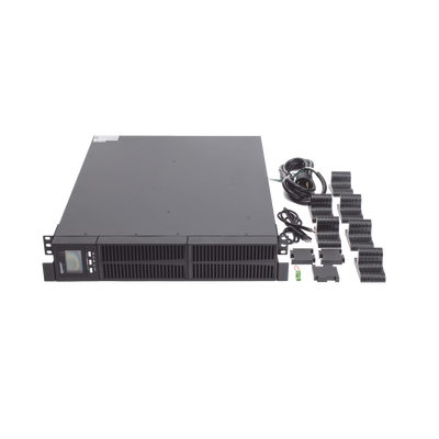 UPS de 3000VA/2700W / Topología On-Line Doble Conversión con Baterías Internas / Entrada y Salida de 120 Vca / Clavija de Entrada NEMA L5-30P / Pantalla LCD Configurable / Formato Rack/Torre