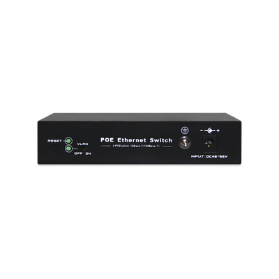 Switch PoE / 100 Metros PoE / 4 puertos 802.3af /at ( 60 W ) 10/100 Mbps + 1 puerto uplink.