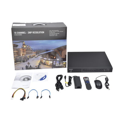 DVR 3 Megapixel / 16 Canales TURBOHD + 2 Canales IP / 2 Bahias de Disco Duro / H.264+ / 4 Canales de Audio / 16 Entradas de Alarma