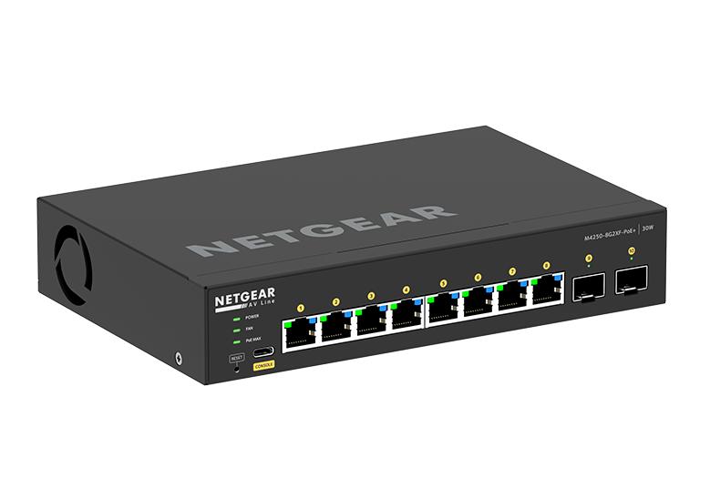 NETGEAR AV Line M4250-8G2XF-PoE+ (MSM4210X) | Switch LAN de 8 Puertos Gigabit PoE+ (220W) + 2 SFP+ 10G | Optimizado para AV-over-IP, Dante, NDI y Video 4K | Switch Gestionado Capa 3 Profesional
