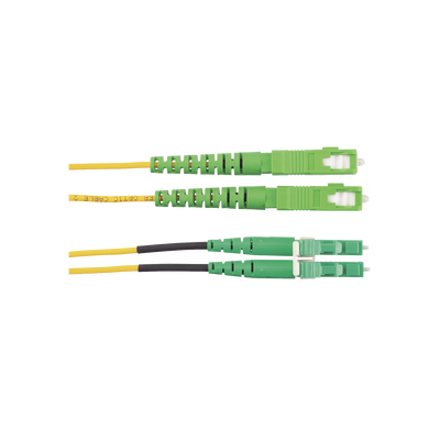 Jumper de Fibra Optica Monomodo 9/125 OS2, SC/APC-LC/APC Duplex, OFNR (Riser), Color Amarillo, 2 Metros