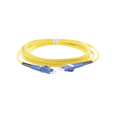 Jumper de Fibra Optica Monomodo 9/125 OS2, LC-LC Duplex, OFNR (Riser), Color Amarillo, 3 Metros