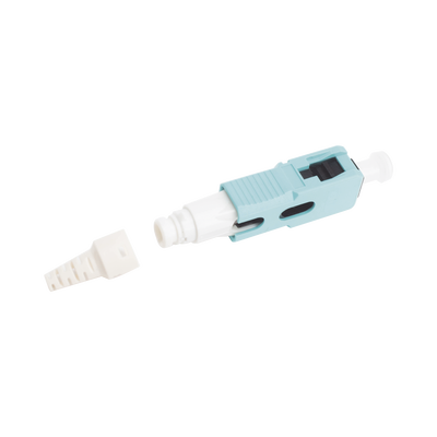 Conector de Fibra Óptica pre-pulido LightBow SC Simplex, multimodo 50/125 (OM3/OM4), re-terminable, color Aqua