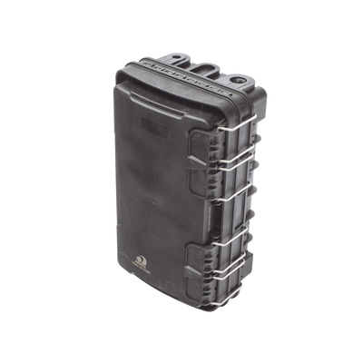 Caja de Distribución de Fibra Óptica para 24 Empalmes, con 8 acopladores SC/APC simplex, Exterior IP65, Color Negro