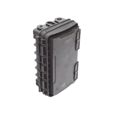 Caja de Distribución de Fibra Óptica para 24 Empalmes, con 8 acopladores SC/APC simplex, Exterior IP65, Color Negro