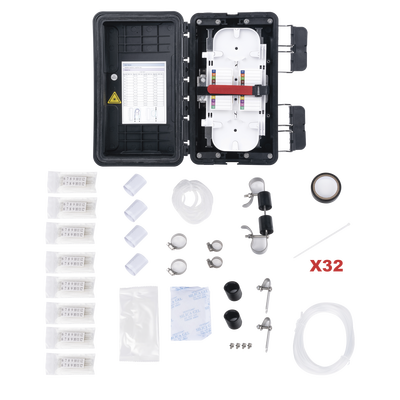 Caja de Distribución de Fibra Óptica, Hasta 96 Empalmes, Exterior IP65, Color Negro