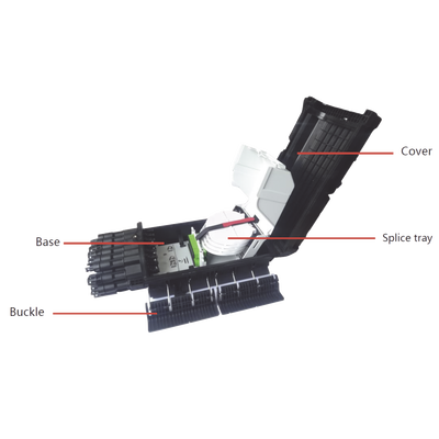 Caja de Distribución de Fibra Óptica para 48 empalmes con 16 acopladores SC/APC, enterrado directo, IP68