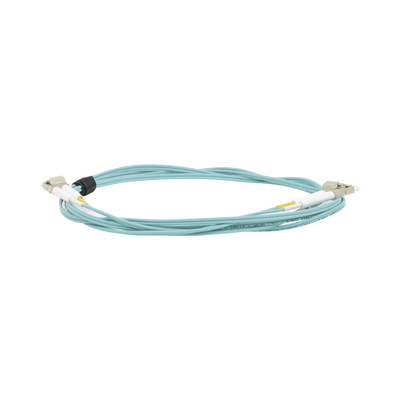 Jumper de Fibra Óptica Multimodo 50/125 XGLO OM3, LC-LC Duplex, OFNR, Color Aqua, 2 Metros