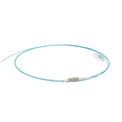 Pigtail de Fibra Óptica LC Simplex, Multimodo OM4 XGLO 50/125, OFNR, Color Aqua, 1 Metro