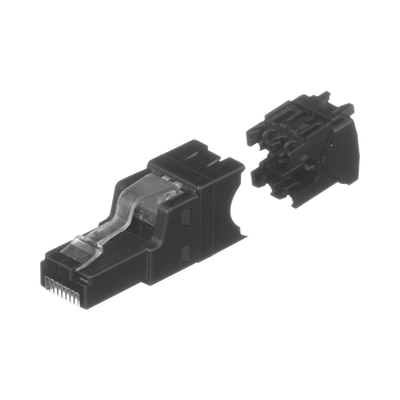 Plug RJ45 UTP, Instalación Recta, Terminación en Campo Certificable, Compatible con Cat5e, Cat6 y Cat6A, Color Negro