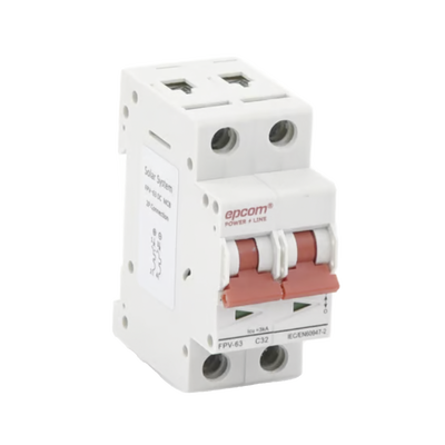 Protección Térmica/ Interruptor 2P, 32A,  Corriente Directa  800 Vcc para Aplicación Fotovoltaica Montaje Riel DIN