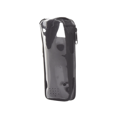 Funda Reforzada en Piel para Cinto, con Cierre y Amplio Visor Frontal Transparente para Radios Aéreos IC-A25.