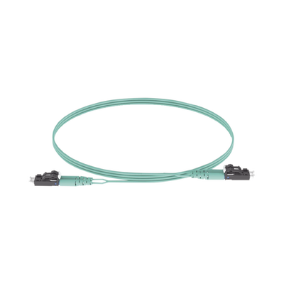 Jumper de Fibra Optica Multimodo 50/125 OM3, LC-LC Duplex, OFNR (Riser), Color Aqua, 5 Metros