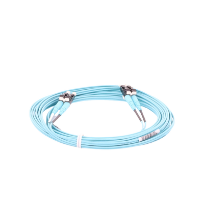 Jumper de Fibra Optica Multimodo 50/125 OM3, LC-LC Duplex, OFNR (Riser), Color Aqua, 5 Metros