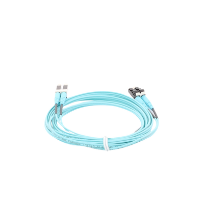 Jumper de Fibra Optica Multimodo 50/125 OM4, LC-LC Duplex, OFNR (Riser), Color Aqua, 3 Metros