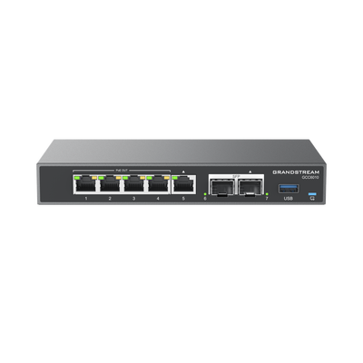 4 en 1: Firewall Nueva Generación, Router, PBX IP, Switch Gigabit de 5 Puertos (4 PoE) y 2 Puertos SFP 2.5 Gigabit