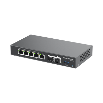 4 en 1: Firewall Nueva Generación, Router, PBX IP, Switch Gigabit de 5 Puertos (4 PoE) y 2 Puertos SFP 2.5 Gigabit
