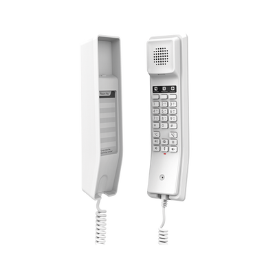 Teléfono IP para Hoteles / Altavoz HD / 2 Cuentas y Líneas SIP / 10 Teclas de Marcación Rápida / 3 Teclas Programables / Códec OPUS / Gestión GDMS / Instalación en Escritorio y Pared / PoE 100 Mbps