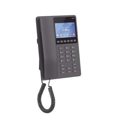 Teléfono IP WiFi Hotelero con pantalla LCD a color, 2 líneas SIP con 2 cuentas, codec Opus, IPV4/IPV6, color negro, con gestión en la nube GDMS