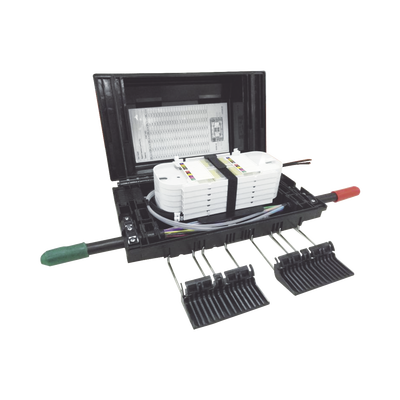 Caja de Empalme de Fibra Óptica, Exterior IP65, instalación aérea, hasta 144 Empalmes