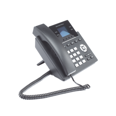 Teléfono IP Grado Operador, 4 líneas SIP con 2 cuentas, puertos Gigabit PoE, pantalla a color 2.4", codec Opus, IPV4/IPV6 con gestión en la nube GDMS