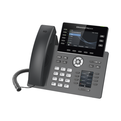 Teléfono IP Wi-Fi, Grado Operador, 6 líneas SIP con 6 cuentas, pantalla a color 4.3", puertos Gigabit, Bluetooth, PoE, codec Opus, IPV4/IPV6 con gestión en la nube GDMS