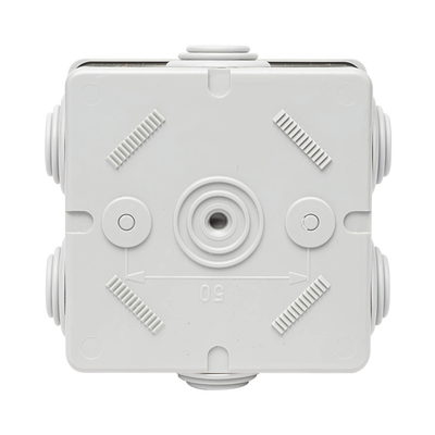 Caja Estanca de PVC Para Derivación y Conexión, 6 Entradas, Tapa a Presión, 80×80×40 mm (Mayor Área Interna, Uso Exterior IP44, Material que no Propaga el Fuego y Libre de Hálogenos