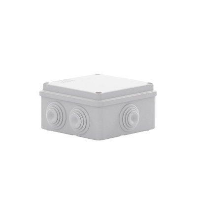 Caja Estanca de PVC Para Derivación y Conexión, 6 Entradas, Tapa Atornillada,100x100x50 mm (Área Interna), Uso Exterior IP55, Material que no Propaga el Fuego y Libre de Hálogenos