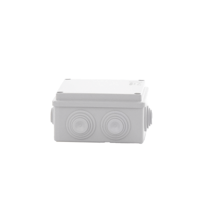 Caja Estanca de PVC Para Derivación y Conexión, 6 Entradas, Tapa Atornillada,100x100x50 mm (Área Interna), Uso Exterior IP55, Material que no Propaga el Fuego y Libre de Hálogenos