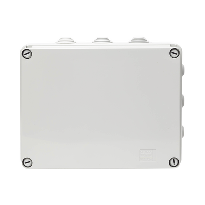 Caja Estanca de PVC Para Derivación y Conexión, 12 Entradas, Tapa Atornillada, 240x190x90 mm (Área interna), Uso Exterior IP55, Material que no Propaga el Fuego y Libre de Hálogenos