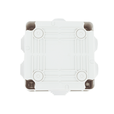 Caja Estanca de PVC Para Derivación y Conexión, 6 Entradas, Tapa con Tornillo de 1/4" de Vuelta, 100x100x50 mm (Área Interna), Uso Exterior IP55, Material que no Propaga el Fuego y Libre de Hálogenos