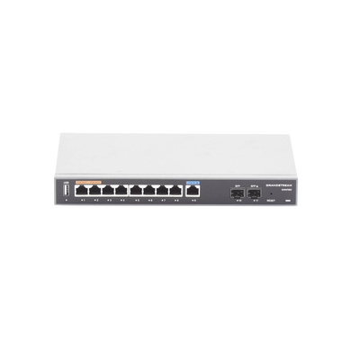 Router Gigabit VPN / Balanceador de cargas / 60,000 sesiones NAT /  9 puertos 10/100/1000 Mbps + 2 puertos SFP (WAN/LAN) / 1 puerto entrada PoE(af/at) / 2 puertos salida PoE (af/at) / Compatible con GWN Cloud.