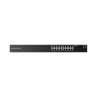Switch Gigabit PoE+ Administrable / 16 puertos 10/100/1000 Mbps + 4 Puertos SFP Uplink / Hasta 240W / Compatible con GWN Cloud.