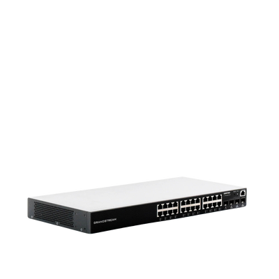 Switch Gigabit Administrable / 24 puertos 10/100/1000 Mbps + 4 Puertos SFP Uplink / Compatible con GWN Cloud.