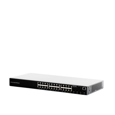 Switch Gigabit PoE+ Administrable / 24 puertos 10/100/1000 Mbps + 4 Puertos SFP Uplink / Hasta 360W / Compatible con GWN Cloud.