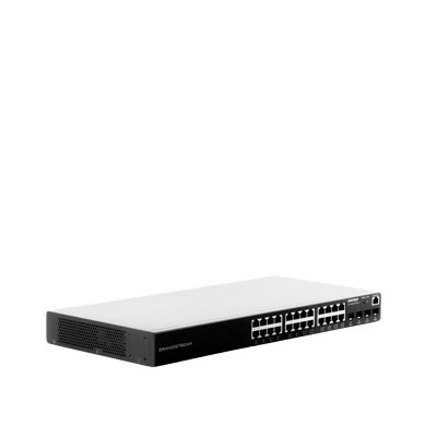 Switch Gigabit PoE+ Administrable / 24 puertos 10/100/1000 Mbps + 4 Puertos SFP Uplink / Hasta 360W / Compatible con GWN Cloud.