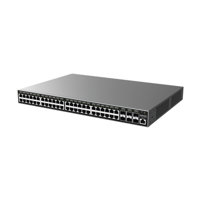 Switch Gigabit PoE+ Administrable / 48 puertos 10/100/1000 Mbps + 6 Puertos SFP+ / Hasta 400W / Compatible con GWN Cloud.