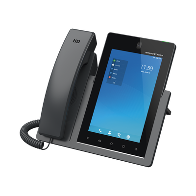 Teléfono IP Android 11, 16 líneas SIP con 16 cuentas, pantalla táctil  7", puertos Gigabit, Wi-Fi, Bluetooth, PoE, codec Opus, IPV4/IPV6 con gestión en la nube GDMS