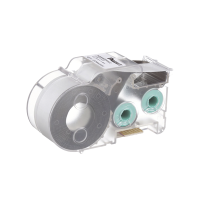 Casete de Etiquetas de Poliolefina de Cinta Continua, Tubo Termocontráctil, 11.2 mm de Ancho, 2.4 m de largo, Para Cables de 2 a 6.4 mm (16-10 AWG) de Diámetro, Color Blanco