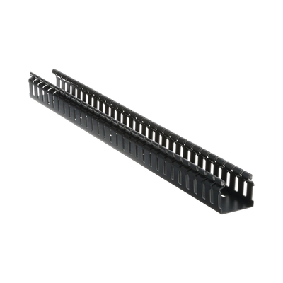 Canaleta Ranurada de PVC sin Tapa, Tipo H (Tapa Abisagrada), 55.1 mm de Ancho, 50.3 mm de Alto y 1828.8 mm de Largo, Color Negro