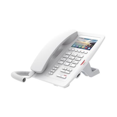 (H5W Color Blanco)Teléfono IP WiFi para Hotelería, profesional de gama alta con pantalla LCD de 3.5 pulgadas a color, 6 teclas programables para servicio rápido (Hotline) PoE