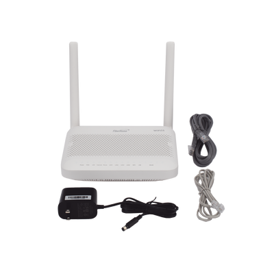 ONU GPON WiFi 6, (2.4/5 GHz), 2 Antenas de 5 dBi, Compatible con OLT de Terceros, 4 puertos Gigabit + 1 POTS + 2 USB, conector SC/UPC