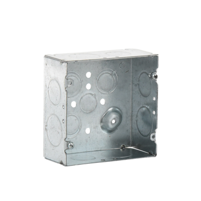 Caja Cuadrada 4 11/16" x 4 11/16"/ Profundidad 2- 1/8"/ 4 Entradas 1", 4 Entradas 3/4", 1 Entrada 1/2" y 3 TKO (1/2"-3/4").
